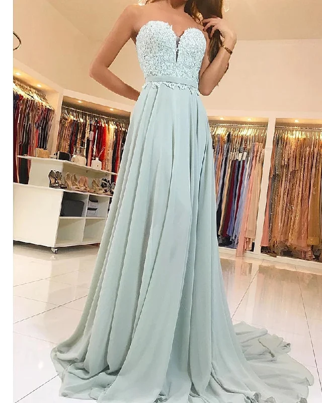 Women's Clothing Apparel Sheath Lace Chiffon Sleeveless Prom Dresses Long Evening Gown