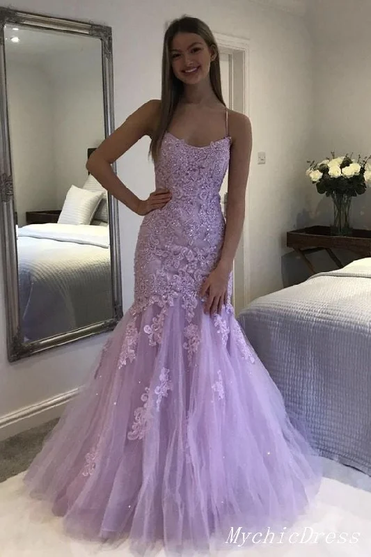 Women's Transitional Attire Cheap UK Violet Prom Dresses Lilac Lace Mermaid Evening Formal Gown with beaded