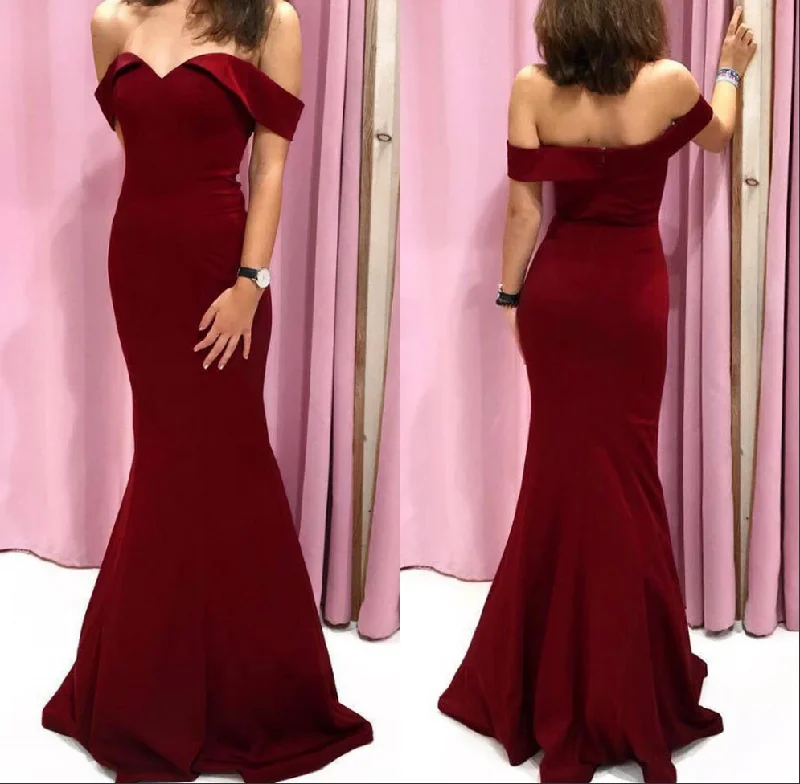 Vintage-Inspired Women's Apparel Sexy Burgundy Mermaid Prom Dresses Long Evening Gowns