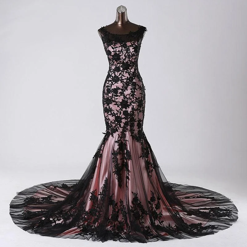 Casual Apparel For Women Top Black Lace Mermaid Prom Evening Gowns Sleeveless