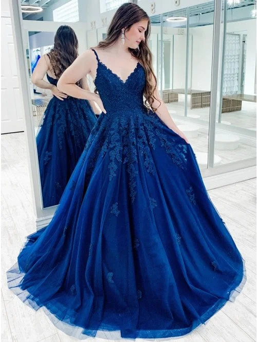 Women's Activewear Apparel 2025 A Line Blue Lace Prom Dresses Long Sleeveless Evening Gown