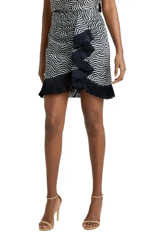 Women's Casual Wear Clothes Lesly Zebra Skirt In Ivory/ Navy