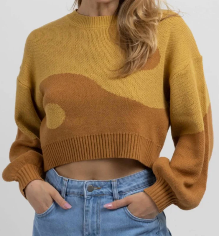 Elegant Women's Evening Garments Yin Yang Sweater In Mustard