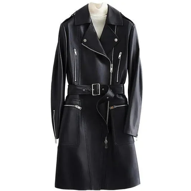 Feminine Dresses for Women in Bold Prints NYC Leather Trench Coat for Women