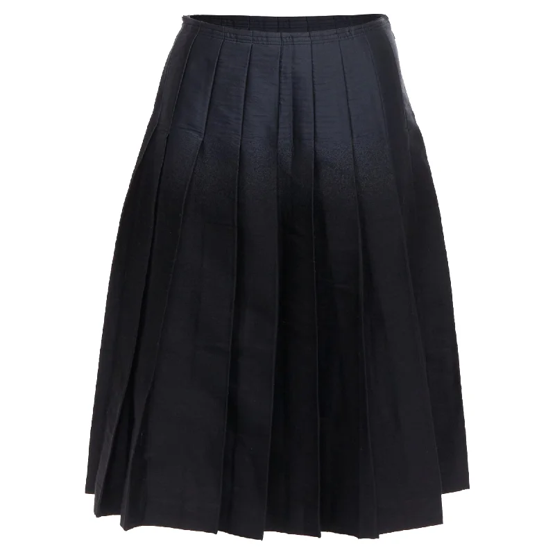 Clothes For Sale Prada Gradient Fused Silk Wool Box Pleat Waist Midi Skirt