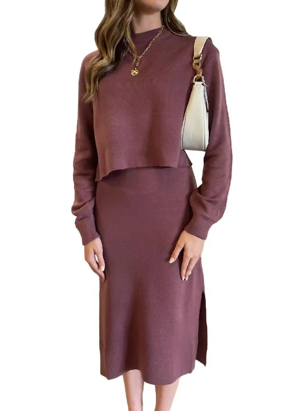 Trendy Outfits For Ladies Relaxed Crop Sweater In Plum