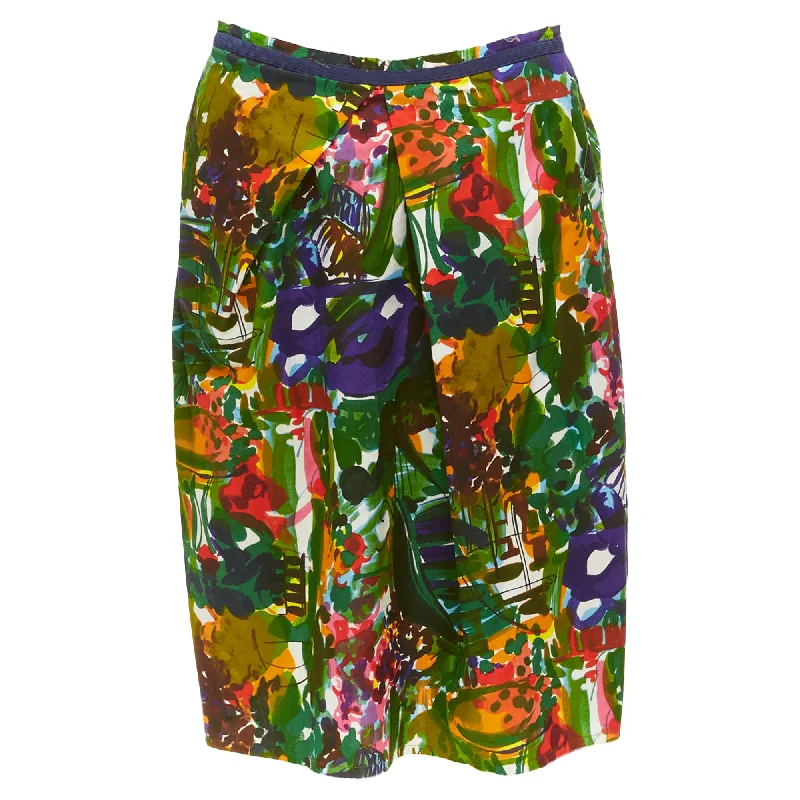 Women's Evening Wear for Special Occasions Marni Floral Cotton Inverted Pleat Front Knee Skirt