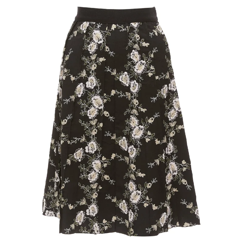 Stylish Women's Clothes for Work and Play Giambattista Valli Floral Embroidered Wool Midi Skirt