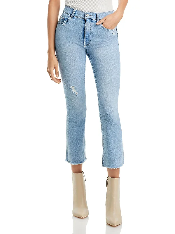 Women's Formal Wear Womens High Rise Cropped Flared Jeans