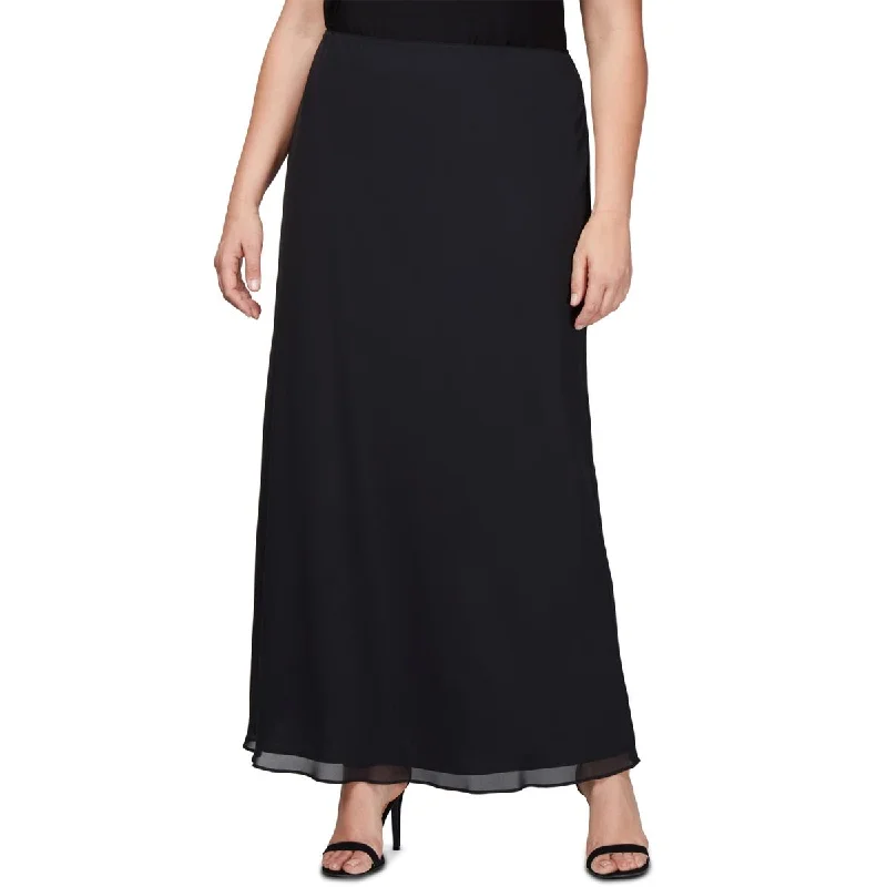 Stylish Women's Attire Plus Womens Solid Chiffon Maxi Skirt