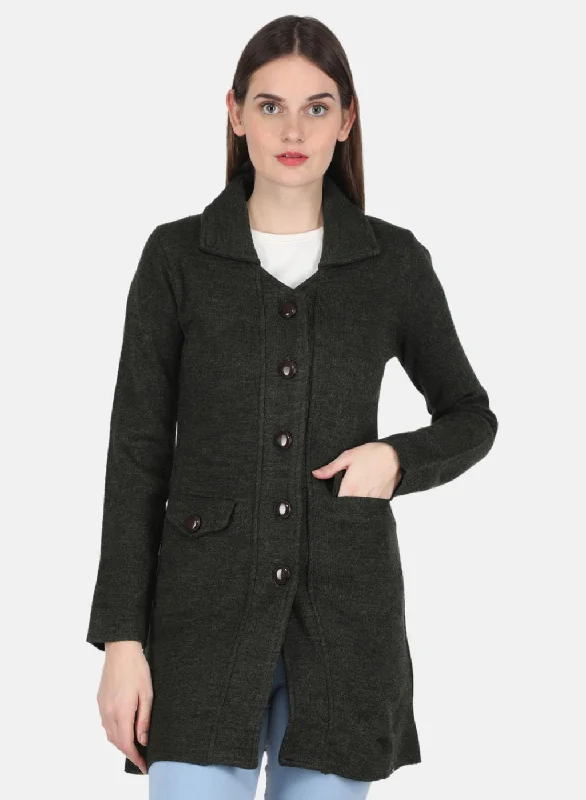 Casual Fashion Trends for Women Women Olive Self design Coat