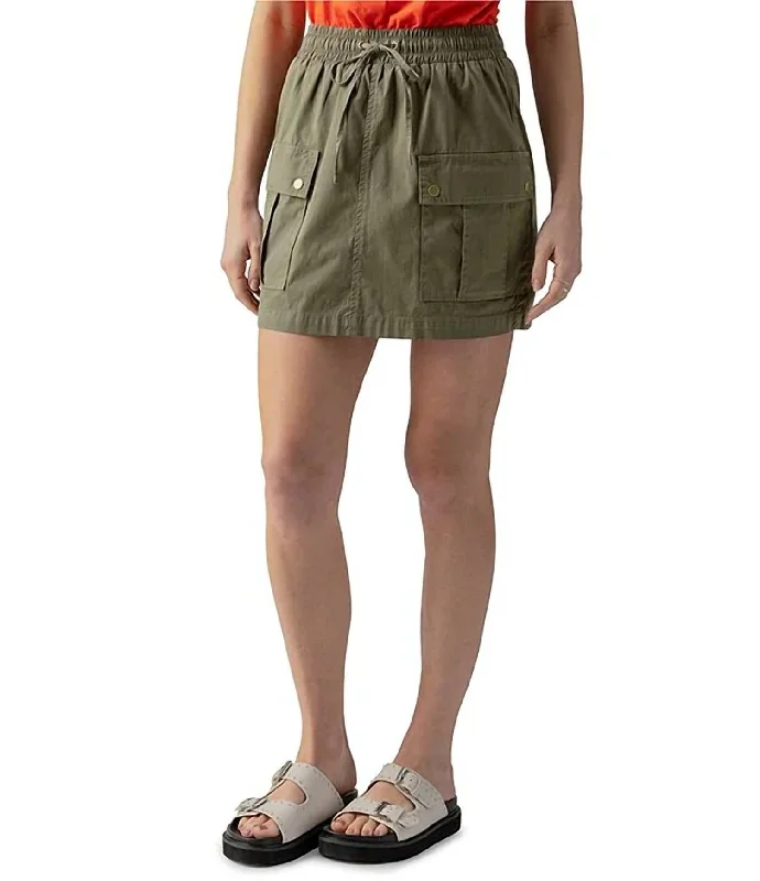 Women's Party Outfit Cargo Pull On Skirt In Burnt Olive