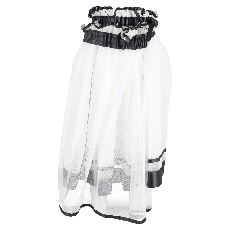 Charming Women's Outfit For Special Occasions Comme des Garçons Ruffled Midi Skirt in White Polyamide