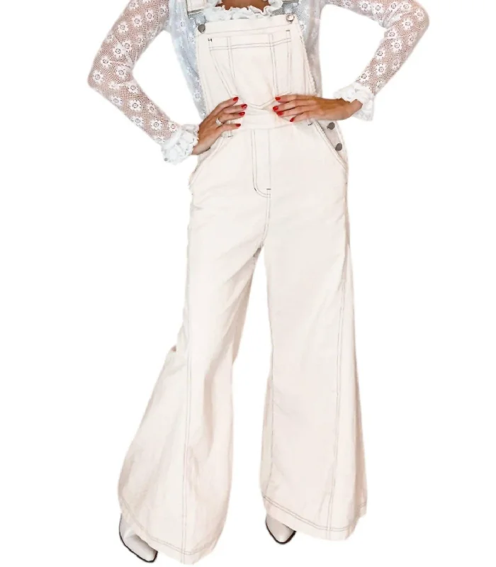 Elegant Women's Clothing Online Wide Leg Corduroy Overalls In White