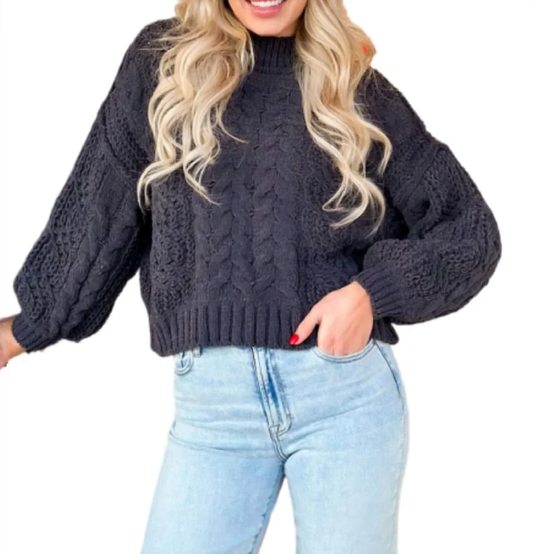 Women Fashion Lily Mock Neck Sweater In Charcoal