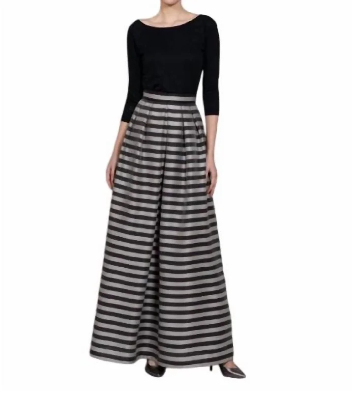 Women's Holiday Outfit Full Length Skirt In Black Taupe