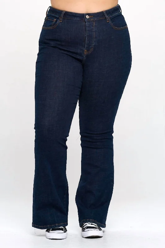 Women's Chic Outerwear Garments Curvy High Rise Bootcut Jeans In Indigo