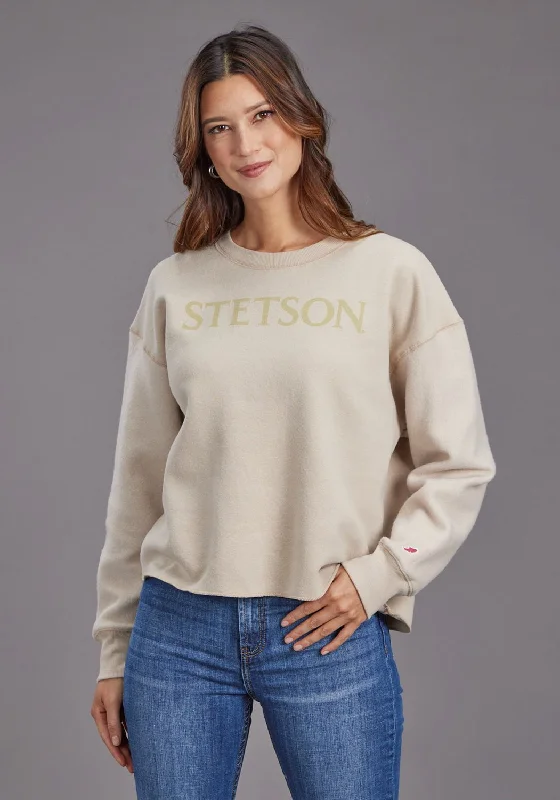 Women's Relaxed Clothes Stetson Womens Midi Length Beige Cotton Blend Pullover Sweater