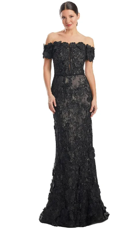 Women's Evening Outfit Alexander by Daymor 1971S24 - Off Shoulder Lace Applique Gown