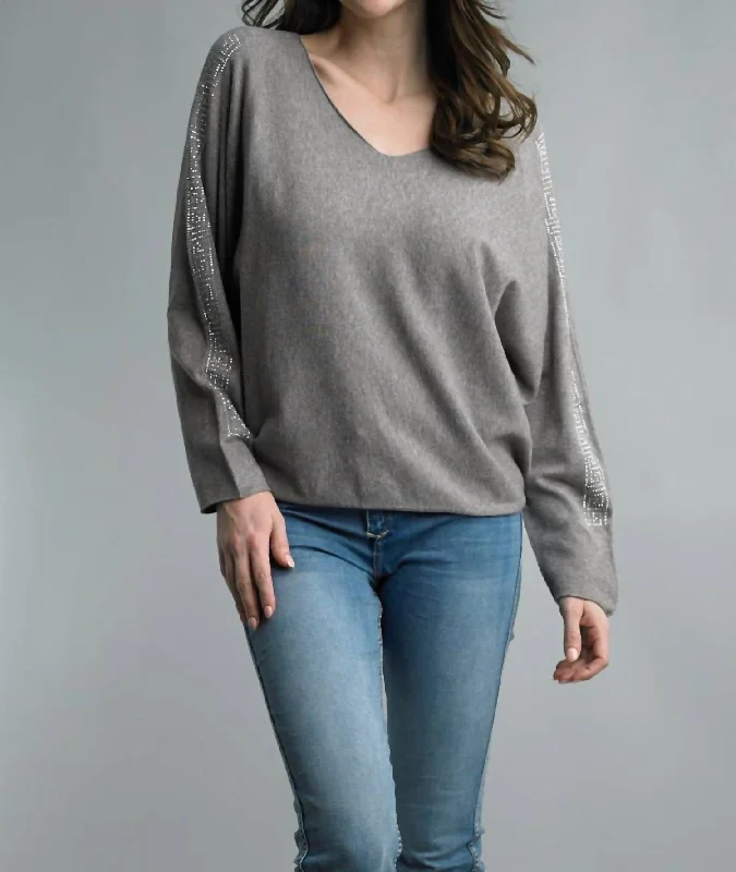 Women's Casual Attire Dolman Sleeve Sparkle Sweater In Taupe