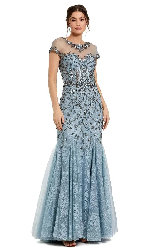 Women's Resort Attire Mac Duggal 2239 - Beaded Lace Sheer Top Evening Gown