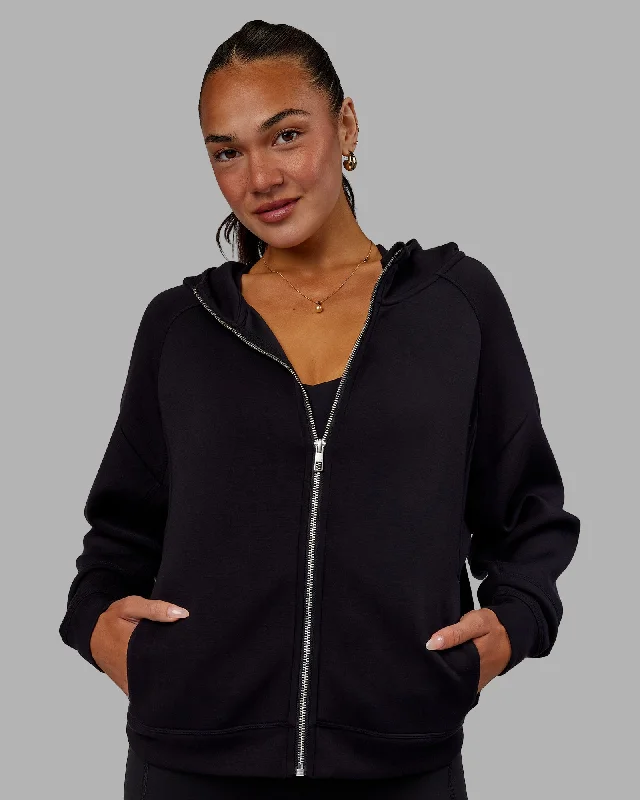 Women's Fashionable Clothing Sets Elevate SoftTouch Zip Through Hoodie - Black-Black