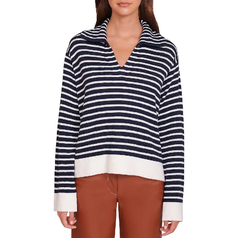 Women's Fashion Clothing Linden Womens Wool Blend Striped V-Neck Sweater