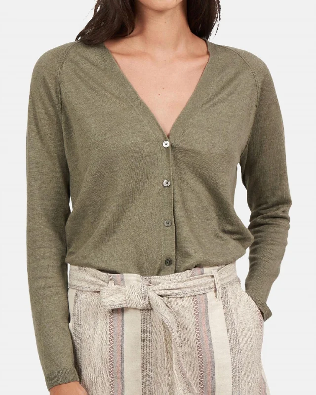 Easygoing Women's Style Moana Knit Button Front Sweater In Army