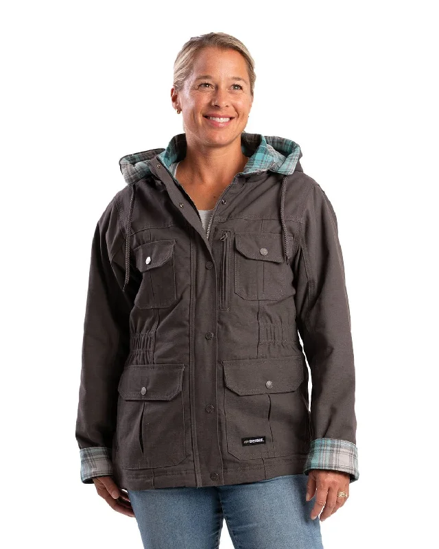 Women's Cozy Winter Attire Berne Apparel Womens Softstone Duck Barn Titanium 100% Cotton Jacket