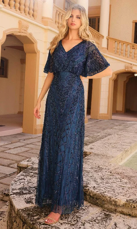 Women's Plus-Size Outfit Primavera Couture 13119 - Flutter Sleeve Prom Gown