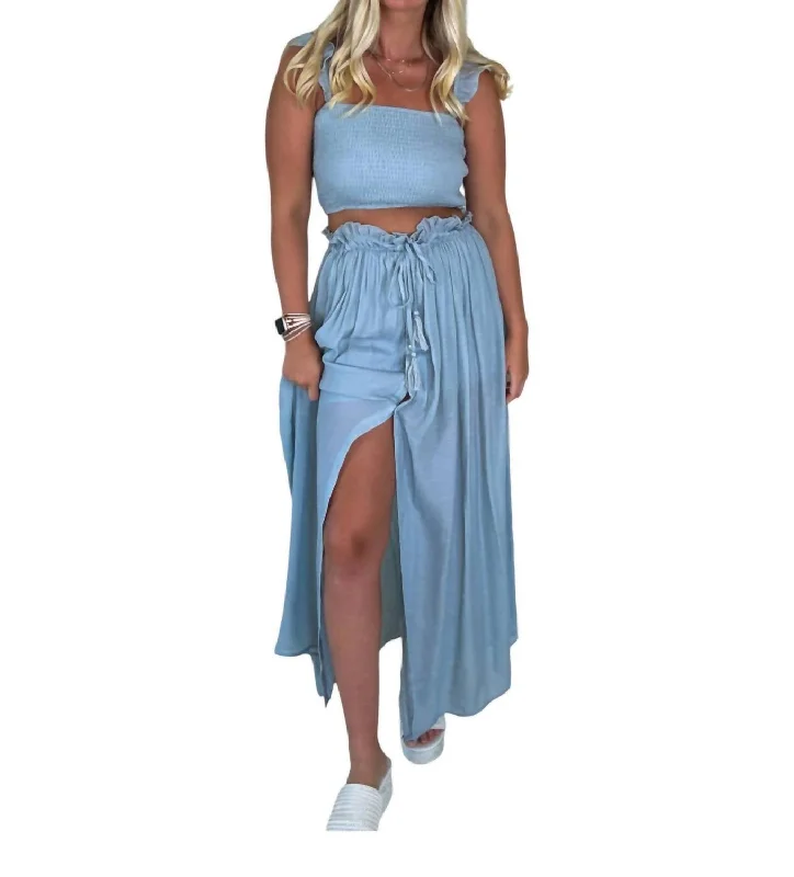 Stylish Women's Apparel My Dearest Maxi Skirt Set In Blue