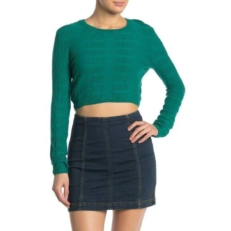 Women's Attire Textured Crop Sweater In Green