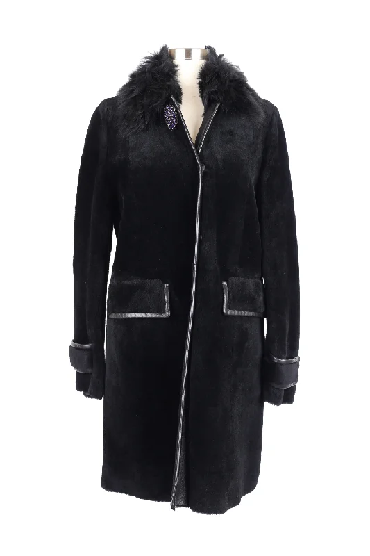 Seasonal Women's Fashion Trends Fur Dress Coat w/ Fur Collar