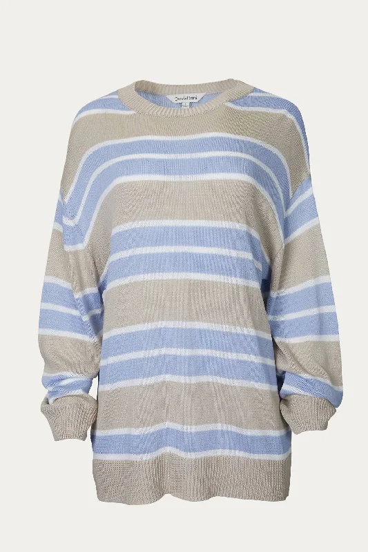 Women's Clothes And Garments Striped Oversized Sweater In Taupe