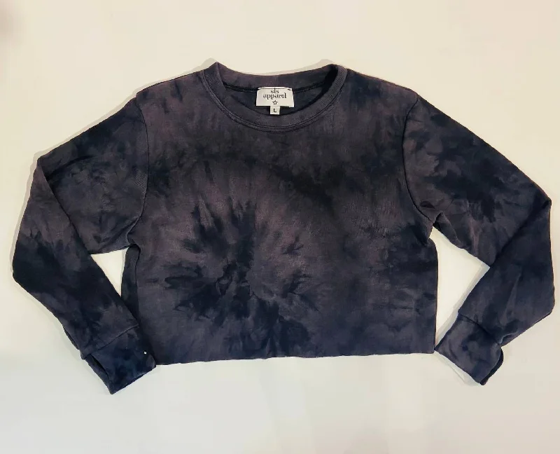 Clothing Sale Tie-Dye Crop Sweatshirt In Charcoal