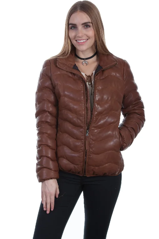 Women's Tailored Outfit Scully Womens Cognac Lambskin Soft Ribbed Jacket