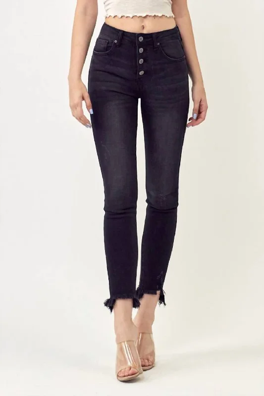 Women's Stylish Vacation Attire Melanie Mide Rise Jean In Black