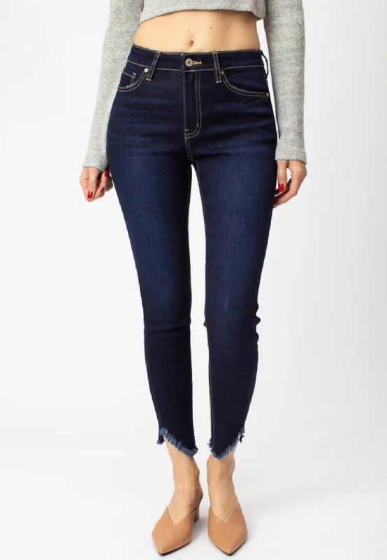 Clothes Sales High Rise Hem Detail Jean In Dark Wash