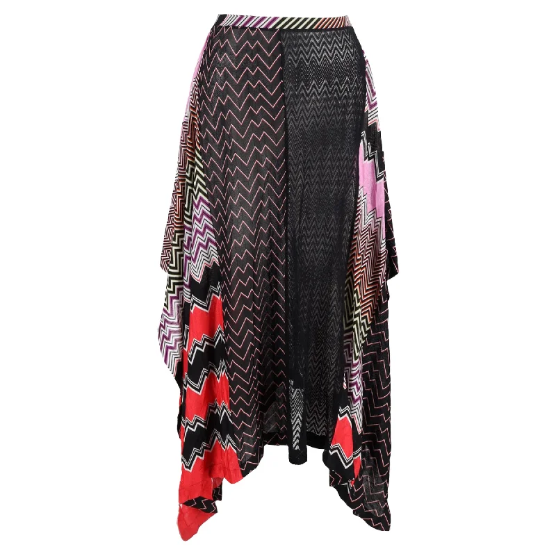 Contemporary Women's Clothing Missoni Crochet Knit Midi Skirt in Multicolor Silk