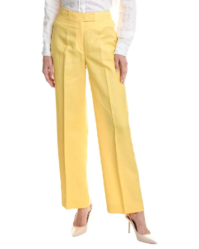 Shop Ladies Clothes Anne Klein High-Rise Linen-Blend Wide Leg Pant