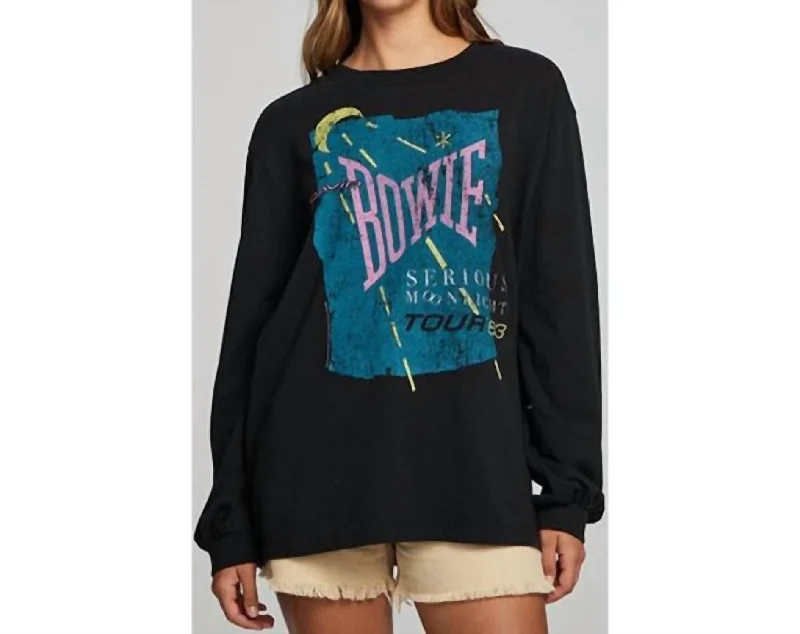 Classic Women's Clothing Styles David Bowie Long Sleeve Shirt In Black