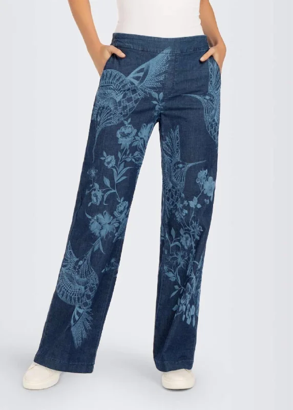 Timeless Women's Garments Chiara Print Jeans In Dark Blue