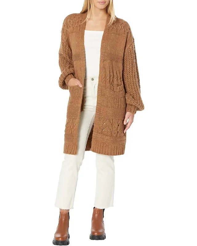 Women's Stylish Outdoor Outfit Constance Sweater Open Cardigan In Copper