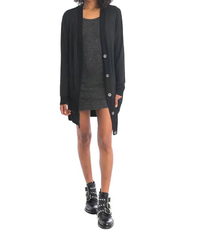 Women's Clothes And Apparel Long Luxe Cardigan In Black