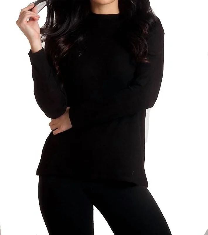 Women's Everyday Apparel Supersoft Mock Neck Pullover In Black