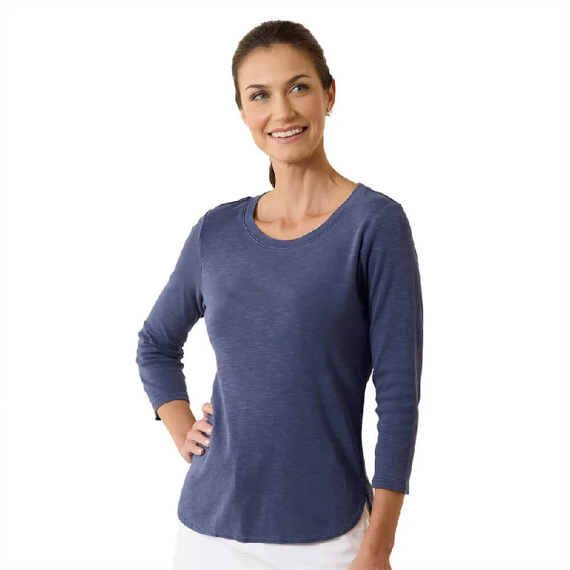 Women's Sporty Clothes Tommy Bahama Women's Ashby Rib 3/4 Sleeve T-Shirt - Island Navy