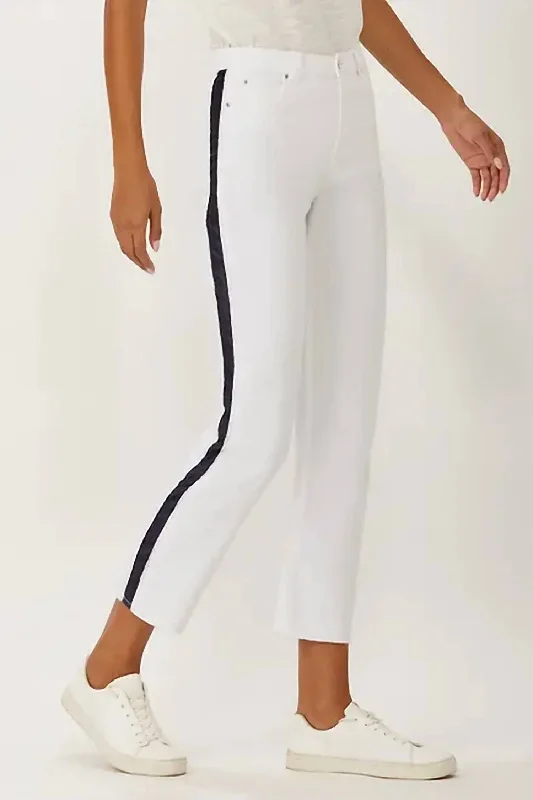 Women's Apparel And Garments Limited Edition La Cienega Side Detail Cropped Jeans In White/navy