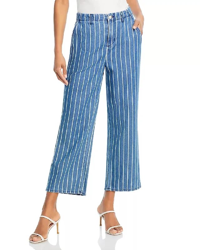 Trendy Women's Apparel for All Seasons Zayne Striped High Rise Crop Jeans In Denim