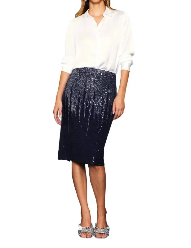 Women's Sporty Clothes Ombre Sequin Pencil Skirt In Navy