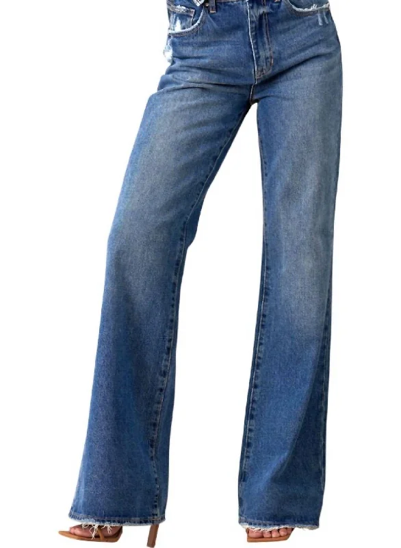 Women's Trendy Apparel High Rise Relaxed Boot Cut Denim Pants In Medium Vintage